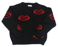 Černý crop svetr s ústy Matalan