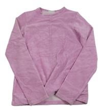 Růžová žebrovaná sametová mikina zn. YOUNG IDOLS