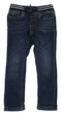 Tmavomodré skinny teplákové rifle s úpletovým pasem zn. C&A