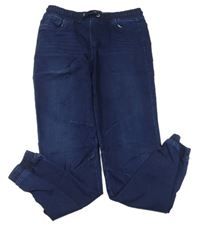 Tmavomodré cuff teplákové rifle Denim Co.