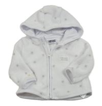 Bílá plyšová bunda s hvězdičkami a nášivkou a kapucí DKNY
