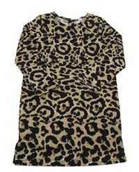 Béžovo-hnědo-černé vzorované šaty 