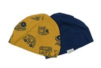 Nové - 2x - Čepice - Hořčicová s hasiči, tmavomodrá PEPCO