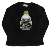 Černá plyšová mikina s čepice s lyžařskými brýlemi F&F