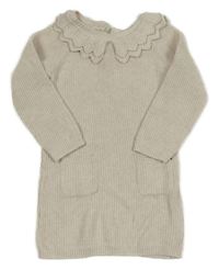 Světlebéžové melírované žebrované svetrové šaty s límečky PRIMARK