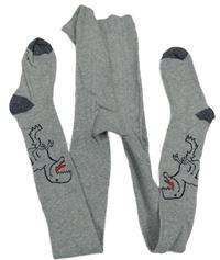 Šedo-antracitové punčocháče s dinosaury YIGGA