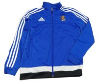 Safírovo-bílo-černá propínací sportovní mikina s míčem Adidas