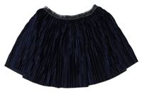 Tmavomodrá plisovaná sametová sukně se třpytivým psem Zara