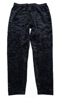 Černé lesklé sametové crop legíny 