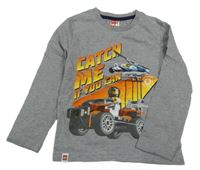 Šedé melírované triko s lego potiskem 