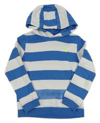 Modro-bílá pruhovaná mikina s dinosaurem a kapucí M&S