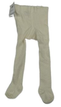 Nové - smetanové žebrované vzorované punčocháče H&M