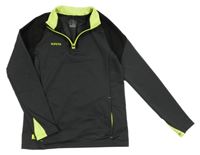 Tmavošedo-černo-neonově žlutá thermo mikina s logem KIPSTA
