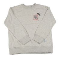 Světlebéžová melírovaná mikina s obrázkem a nápisy