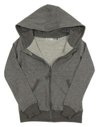 Tmavošedo-stříbrná melírovaná propínací mikina s kapucí PEPCO