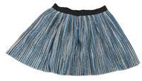 Modro-střbrno-černá pruhovaná plisovaná sukně shoeby
