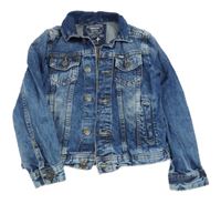 Modro-bílá plísňová riflová bunda s límečkem C&A