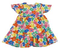 Bílo-barevné květované vzorované šaty PRIMARK