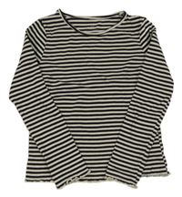 Smetanovo-černé pruhované žebrované crop triko H&M