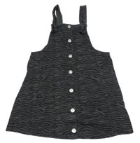 Tmavošedo-černé vzorované riflové propínací šaty Benetton