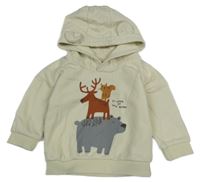 Smetanová mikina se zvířátky a kapucí s oušky Matalan