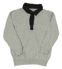 Světlešedý melírovaný svetr s límečkem Tu