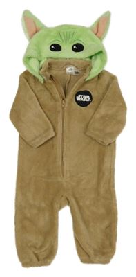 Hnědá plyšová kombinéza se světlezelenou odepínací kapucí - Yoda - Star Wars H&M