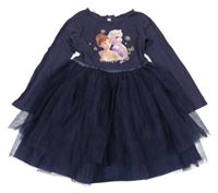 Tmavomodré šaty s Frozen a tylem H&M