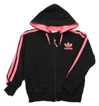 Černo-křiklavě růžová propínací mikina s kapucí Adidas