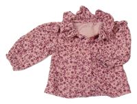 Pudrová manšestrová halenka s kytičkami PRIMARK