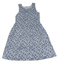 Světlemodré květované bavlněné šaty H&M