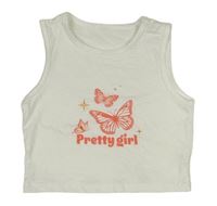 Bílý crop top s motýly