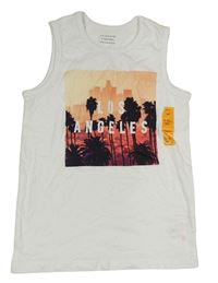 Bílé tílko s palmami a mrakodrapy Primark