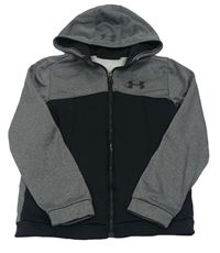 Tmavošedo-černá sportovní propínací funkční mikina s kapucí Under Armour