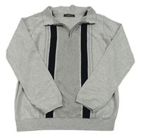 Světlešedo-černo-bílý polo svetr s pruhy Matalan