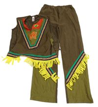 Kostým - 2set - Hnědo-barevná vesta s třásněmi + kalhoty - indián Tu