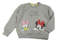 Šedá melírovaná mikina s Minnie a Daisy Tu
