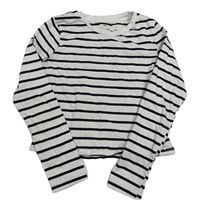 Bílo-černé pruhované crop triko H&M
