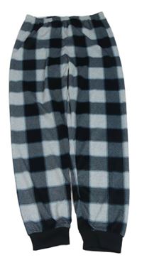 Černo-šedo-modré kostkované plyšové pyžamové kalhoty Primark