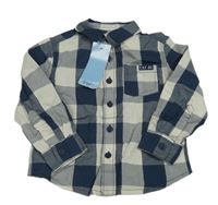 Nové - Tmavomodro-světlešedá kostkovaná košile F&F