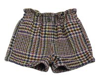 Pudrovo-černo-barevné kostkované vlněné kraťasy Next