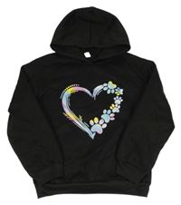 Černá mikina se srdcem s tlapkami a kapucí zn. Shein