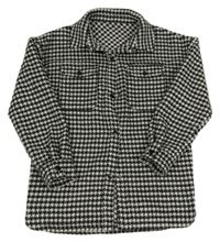 Černo-bílá kostkovaná vlněná košilová bunda Dunnes