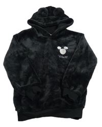 Černá chlupatá mikina s Mickeym a kapucí H&M