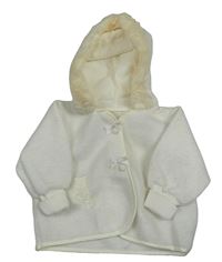 Smetanová bunda s kapucí s kožešinou Mothercare