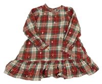 Červeno-béžovo-černé kostkované šaty se zvířaty a Santou George