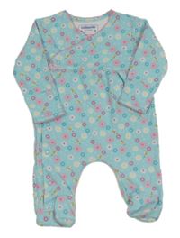 Světlemodrý puntíkatý overal s květy a včelami Jojo Maman Bébé