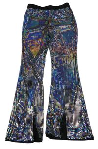 Černo-stříbrné flitrové flare slavnostní kalhoty M&S