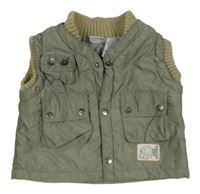 Zelenošedá šusťáková zateplená vesta