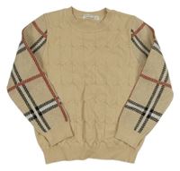 Béžovo-kostkovaný svetr Shein